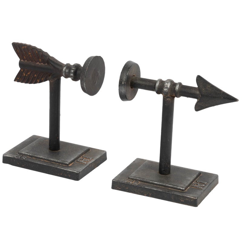 Creative Co-Op Bronze Arrow Shaped Cast Iron Bookends (Set of 2 Pieces) - Image 1